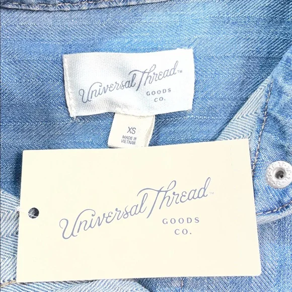 Universal Thread Western Denim Long Sleeve Shirt Dress Size XS Relaxed | NWT - Picture 10 of 11